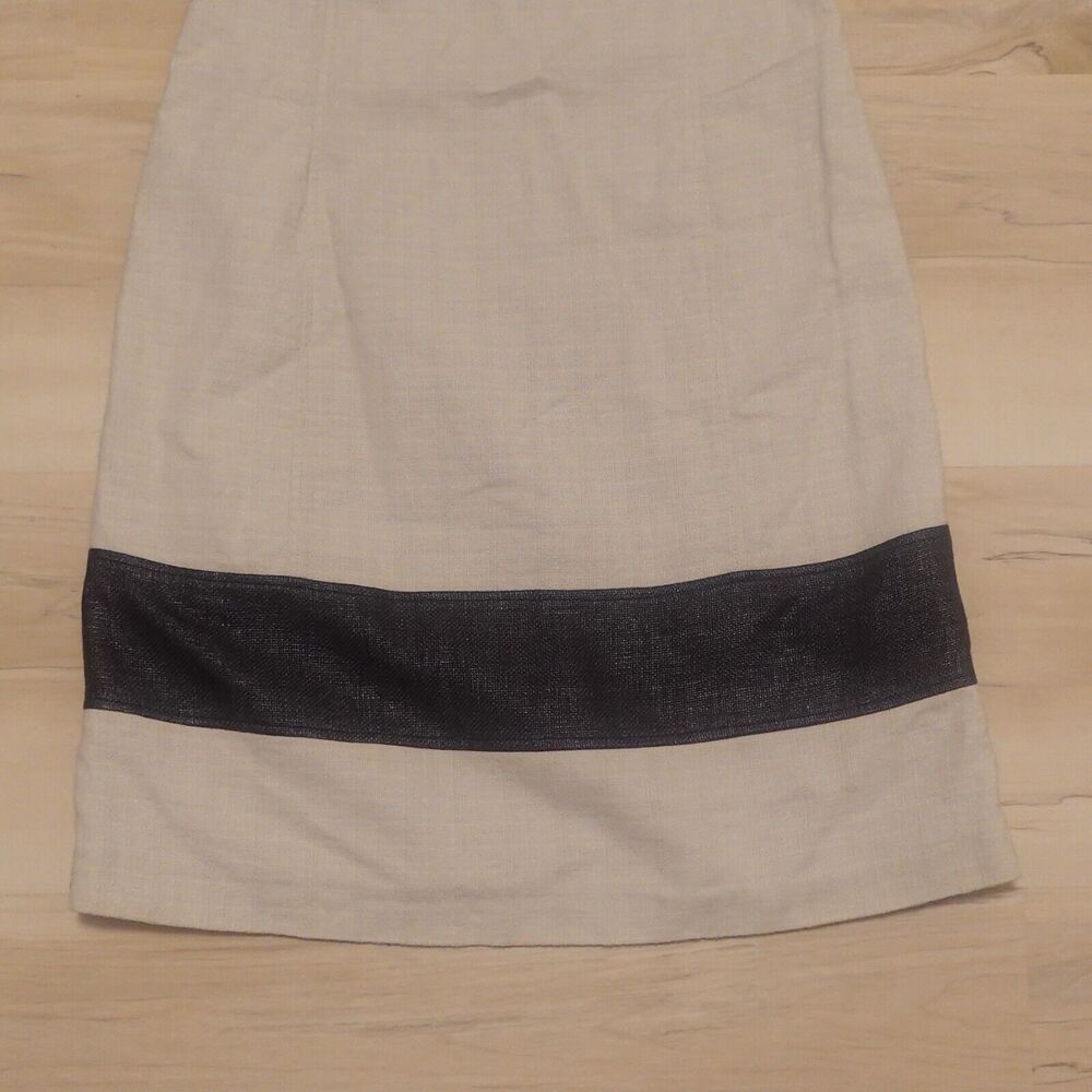 Max Co Women's Size 6 Dress Cotton Sheath Knit Cream Black Stripe Sleeveless - Picture 3 of 9